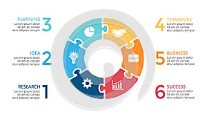 Vector circle arrows puzzle infographic, cycle diagram, jigsaw graph, presentation chart.