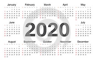 Vector circle calendar 2020