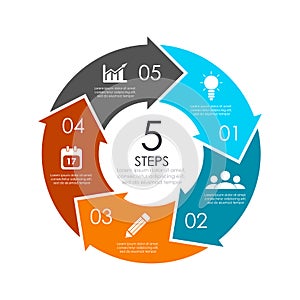 Vector circle chart infographic template with arrow for cycle diagram, graph, web design.