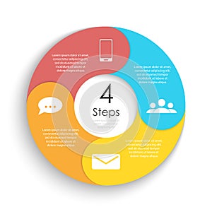 Vector circle chart infographic template for cycle diagram, graph, web design. Business concept with 4 steps or options.