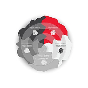Vector circle chart infographic template for cycle diagram, graph, web design.