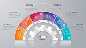 Vector circle chart template for infographics 6 options.