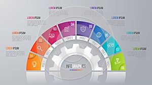 Vector circle chart template for infographics 8 options.