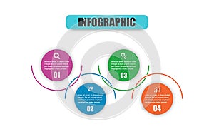 Vector circle design template infographic for illustration. Timeline infographic template cycle diagram, graph, presentation four