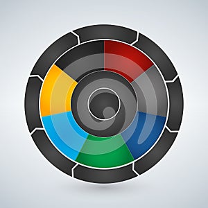 Vector circle elements for infographic. Template for cycling diagram, graph, presentation and round chart. Business concept with 7