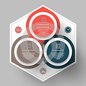 Vector circle info graphic. Template for diagram, graph, presentation and chart. Business concept with three options, parts, steps