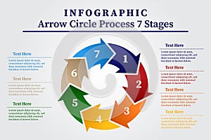 Vector circle infographic. Business concept with 7 arrow options, parts, steps, stages or processes.
