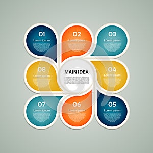 Vector circle infographic. Template for cycle diagram, graph, presentation and round chart. Business concept with 8 options, parts