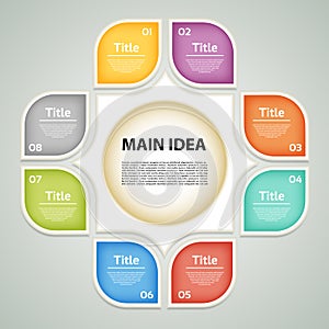 Vector circle infographic. Template for cycle diagram, graph, presentation and round chart. Business concept with 8 options, parts