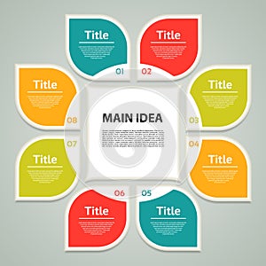 Vector circle infographic. Template for cycle diagram, graph, presentation and round chart. Business concept with 8 options, parts