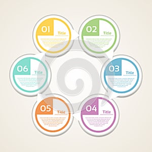 Vector circle infographic. Template for diagram, graph, presentation and chart. Business concept with 6 cyclic options, parts, ste