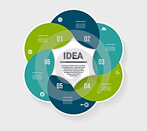 Vector circle infographic. Template for diagram, graph, presentation and chart. Business concept with 6 options, parts, steps or p