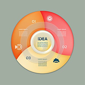 Vector circle infographic. Template for diagram, graph, presentation and chart. Business concept with three options, parts, steps