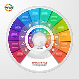 Vector circle infographic template for graphs, charts, diagrams.