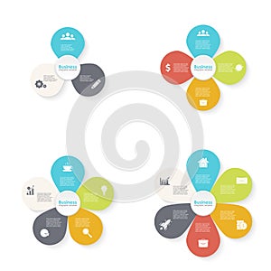 Vector circle infographic template for round diagram, graph, web design and chart. Business concept with 3, 4, 5, 6 steps