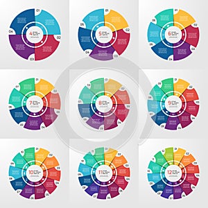 Vector circle infographic templates 4-12 options