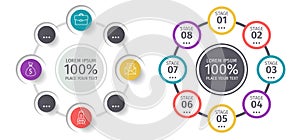 Vector circle infographics. Template for cycle chart, graph, presentation, workflow, graphic layout, round chart