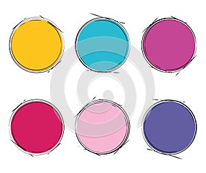 Vector circle labels hand drawn outline design