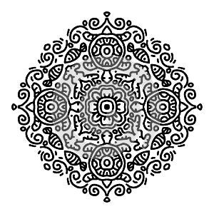 Vector circle of mandala with turtle and fish ornament pattern.