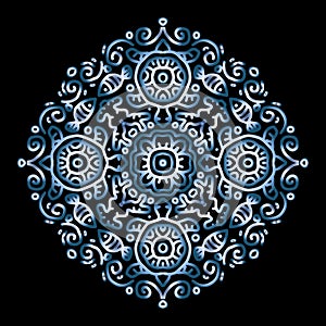 Vector circle of mandala with turtle and fish ornament pattern.