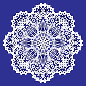 Vector circle ornament for laser cutting, paisley doodle vector