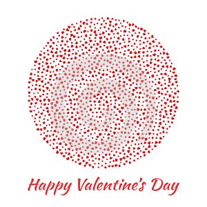 Vector Circle Sphere red Hearts for Valentines Day card Background.