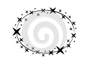 Vector circle star frame. Wreath for design, logo template. Stardust, stars, starry sky. Round frame with stars and