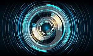 Vector circle technology design on blue color background.