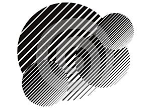 Vector circles of black stripes on a white background. Vector pattern.