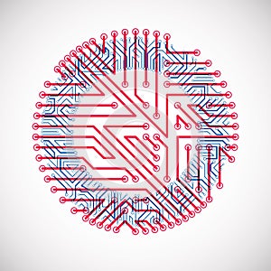 Vector circuit board circle, digital technologies abstraction. B