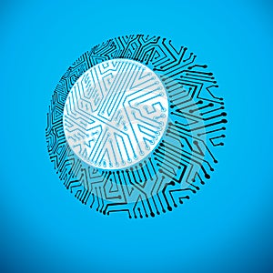 Vector circuit board, digital technologies abstraction. Computer