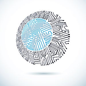 Vector circuit board, digital technologies abstraction. Computer