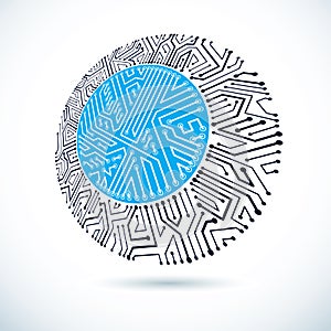 Vector circuit board, digital technologies abstraction. Computer