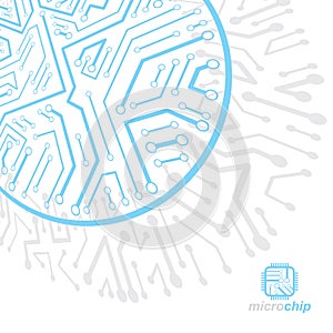 Vector circuit board, digital technologies abstraction. Computer microprocessor scheme, futuristic design. Microprocessor scheme