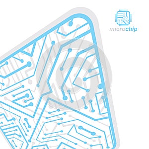 Vector circuit board, digital technologies abstraction. Computer microprocessor scheme, futuristic design. Microprocessor scheme