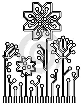 Vector circuit board flowers for your design