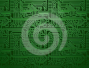 Vector circuit board green background photo