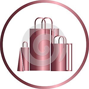 Vector circular icon, shopping bags