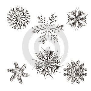 Vector circular ornaments. Snowflakes. Floral elements. Vector