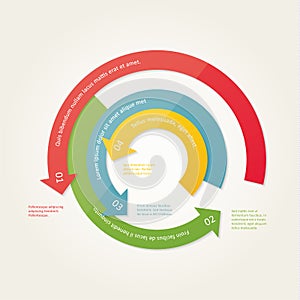 Vector circular template. Circle made from four colorfully arrow