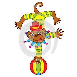 Vector Circus Monkey Performing