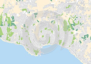 Vector city map of Cascais and Estoril, Portugal