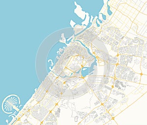 Vector city map of Dubai in bsoft colors