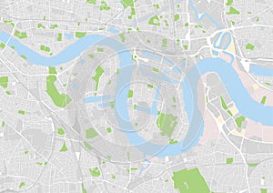 Vector city map of east central London, UK