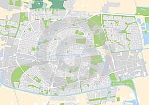 Vector city map of Leeuwarden, Netherlands