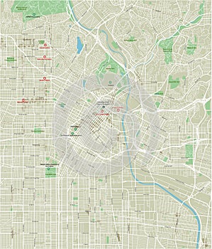 Vector city map of Los Angeles.