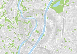 Vector city map of Lyon, France