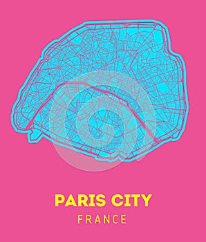 Vector city map of Paris city.