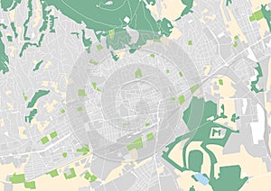 Vector city map of Pecs, Hungary