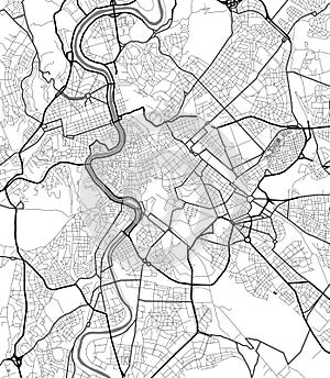 Vector city map of Rome in black and white